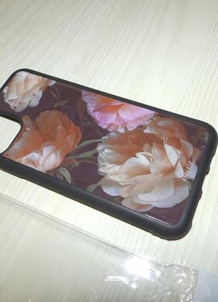 Чехол для apple iphone 11 pro max tpu+glass art case пионы