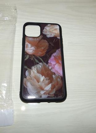 Чехол для apple iphone 11 pro max tpu+glass art case пионы3 фото