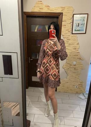 Стильна віскозна сукня міді міні некст у квітковий принт