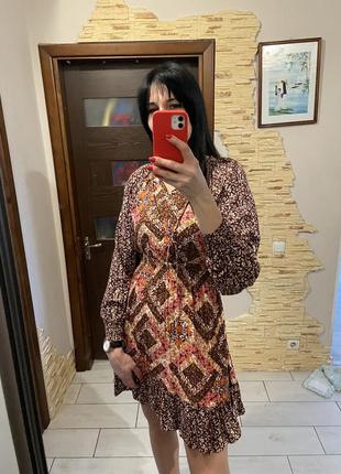 Стильна віскозна сукня міді міні некст у квітковий принт