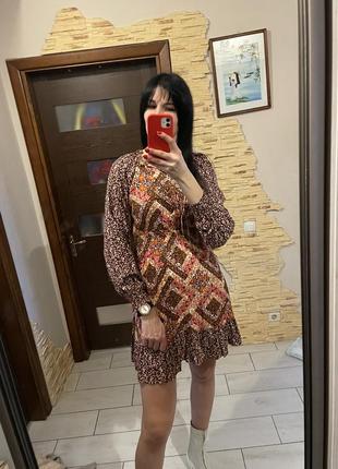 Стильна віскозна сукня міді міні некст у квітковий принт