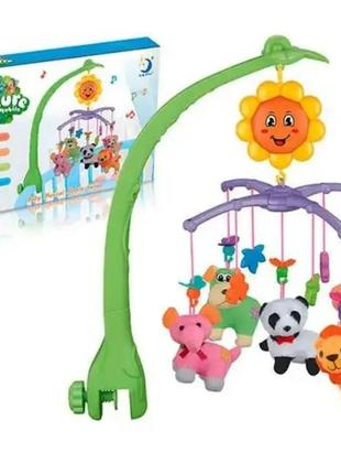 Детская карусель заводная 603-17 / 603-18, 5 мягких подвесок, мелодией и автоподзаводом