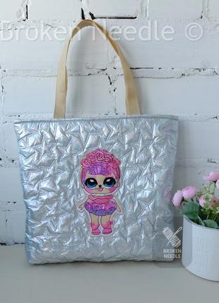 Сумка-шоппер з лялькою lol, блискуча сумка для дівчаток/сумка с куклой лол