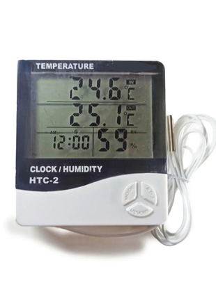 Цифровой, электронный термометр, часы, гигрометр, будильник, настольный, настенный htc-26 фото