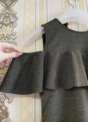Стильное нарядное платье по фигуре, чёрное с золотистым платье, сукня3 фото