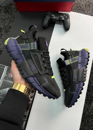 🖤💜reebok zig kinetica black purple💜🖤кроссовки мужские черные измельчения, кроссовки мужские весна-осень