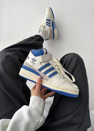 Кроссовки adidas forum high cream blue grey