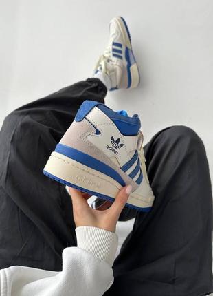 Кроссовки adidas forum high cream blue grey2 фото