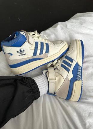 Кроссовки adidas forum high cream blue grey4 фото