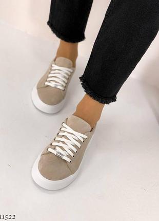 Кроссовки кеды натуральный замш на высокой подошве платформе танкетке массивной