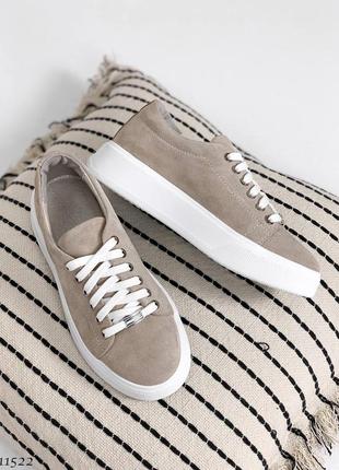 Кроссовки кеды натуральный замш на высокой подошве платформе танкетке массивной
