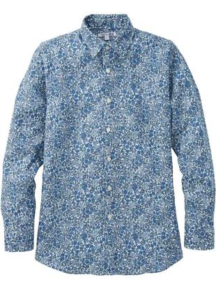 Льняная рубашка из льна 100% лён цветочный принт uni qlo uniqlo 🌿 xl - наш 48-50рр