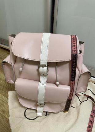 Рюкзак cardi із натуральної шкіри, біло-рожевий.6 фото