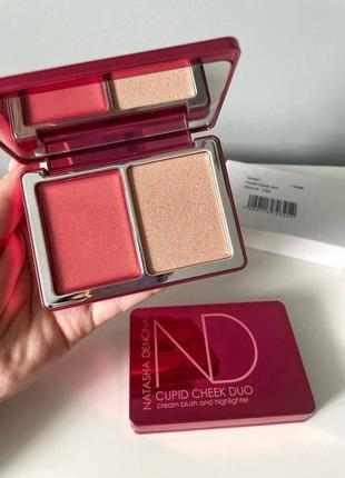 Natasha denona cupid cheek duo cream blush & highlighter - палетка для макияжа кремовые румять хайлайтер