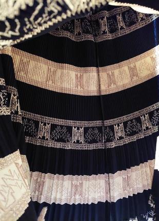 Стильная юбка миди гофре-плиссе в бежевый принт корея котон+полиэстр ( размер 36-38)5 фото