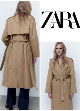 Тренч з поясом двубортний плащ котоновий zara оригинал