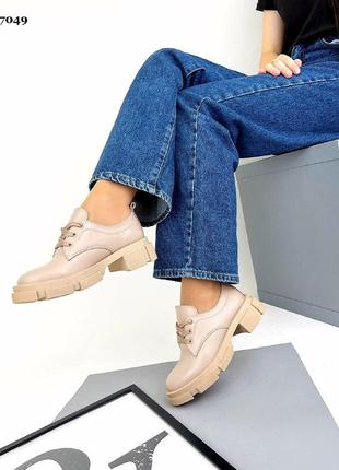 Стильні шкіряні жіночі туфлі  на шнурівці  classic 💛💙🏆4 фото