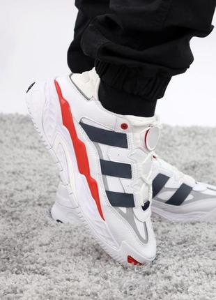 Мужские кроссовки adidas niteball white blue red2 фото