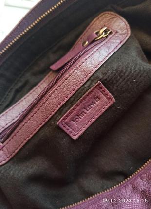 Фиолетовая текстильная сумка на плечо с кожаными вставками7 фото