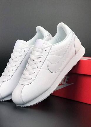 Женские белые кожаные кроссовки nike cortez 🆕 кроссовки найк кортез