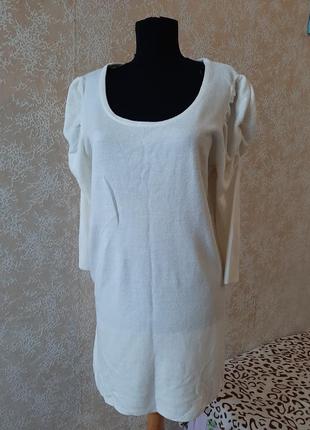 Сукня міні теплий об'ємний верх біла святкова 3/4 рукав