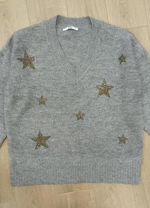 Теплый свитер next со звездами. в составе шерсть2 фото