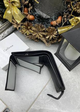 Черный практичный стильный качественный кошелек в фирменной коробке натуральная кожа3 фото