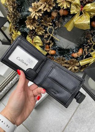 Черный практичный стильный качественный кошелек в фирменной коробке натуральная кожа4 фото