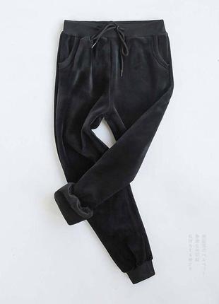 Штаны спортивные женские джоггеры черные однотонные с карманами на высокой посадке на резинке качественные стильные3 фото