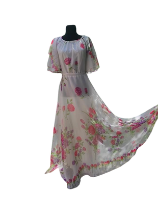 Ніжна шифонова сукня плаття максі в квітковий принт від французького бренду1 фото