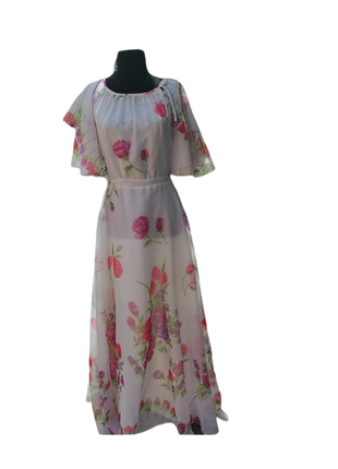Ніжна шифонова сукня плаття максі в квітковий принт від французького бренду2 фото