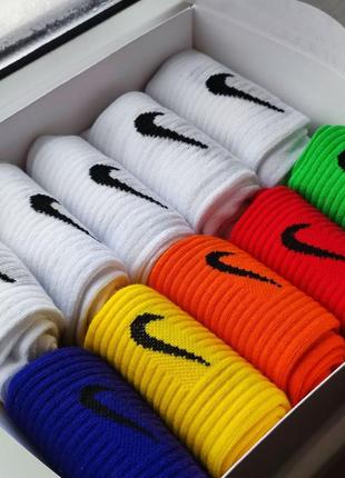 Набор комплект 10 пар носки nike  высокие/средние белые, разноцветные