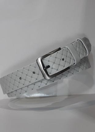 Ремень брючный серый класса унисекс  с декоративной накаткой 01.071.3041 фото