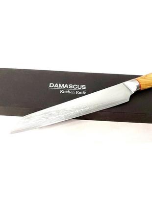 Нож слайсер damascus dk-ok 4003 aus-10 дамасская сталь 67 слоев лезвие 20 см8 фото