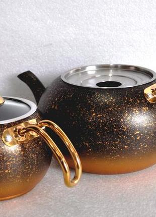 Двухярусный чайник o. m. s. collection 8210-m gold (1 /2 л)3 фото