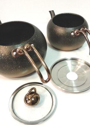 Двухярусный чайник o.m.s. collection 8210-m bronze (1 /2 л)6 фото
