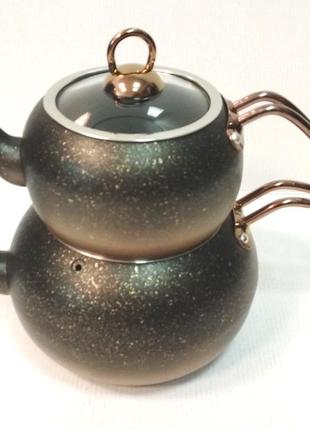 Двухярусный чайник o.m.s. collection 8210-m bronze (1 /2 л)3 фото