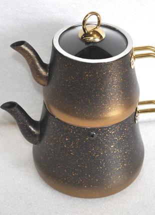 Двоярусний чайник o.m.s. collection 8200-l gold (1,2 /2,5 л)6 фото