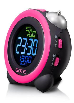 Електронний будильник gotie gbe-300r чорно-рожевий