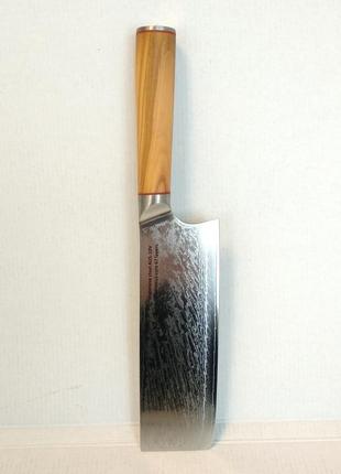 Нож кухонный-топорик 17 см damascus dk-ok 4005 aus-10 дамасская сталь 67 слоев10 фото