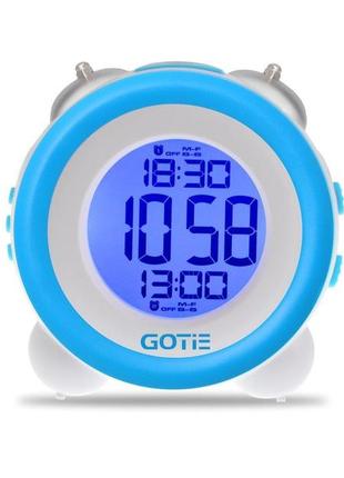 Электронный будильник gotie gbe-200n белый-синий2 фото