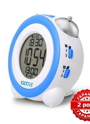 Электронный будильник gotie gbe-200n белый-синий3 фото