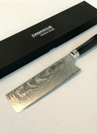 Нож кухонный-топорик 17 см damascus dk-ak 3005 aus-10 дамасская сталь 73 слоя10 фото