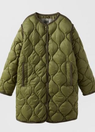 Стьобане пальто куртка zara на дівчинку 9 10 11 12 років 140 см 152 см