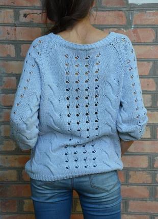 Ажурний ніжно-блакитний светр, с-м2 фото