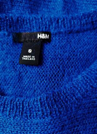Мохеровое платье мини удлененный джемпер цвет ультрамарин h&m /6890/7 фото