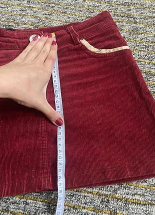 Велюровая бордовая мини юбка низкая посадка вельвет марсала s6 фото