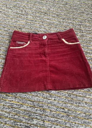 Бордова велюрова вільветова міні спідниця марсала s