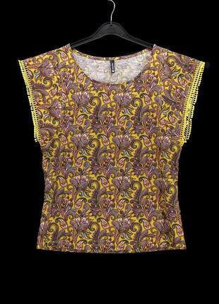 Красива брендова блузка "chicoree" з рослинним принтом. розмір м.4 фото