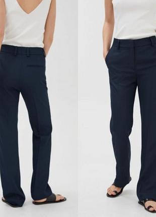 Брюки arket fluid twill trousers Linen blue 36 из плетеной саржи8 фото